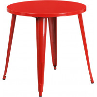 Flash Furniture CH-51090-29-RED-GG 30'' Round Metal Indoor-Outdoor Table in Red